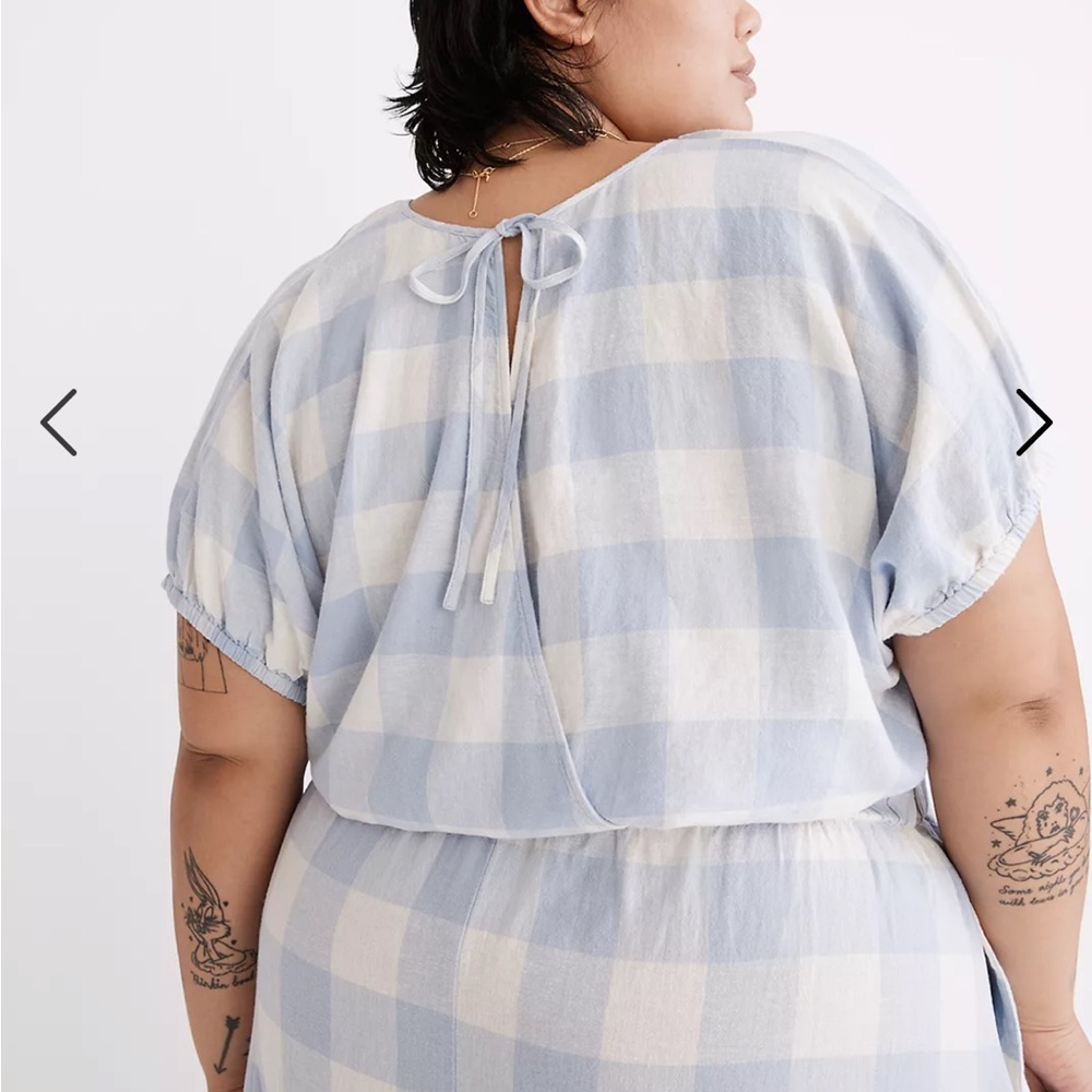 EUC Madewell linen-blend skirt set in blue/white gingham, size 3X - Picture 3 of 6